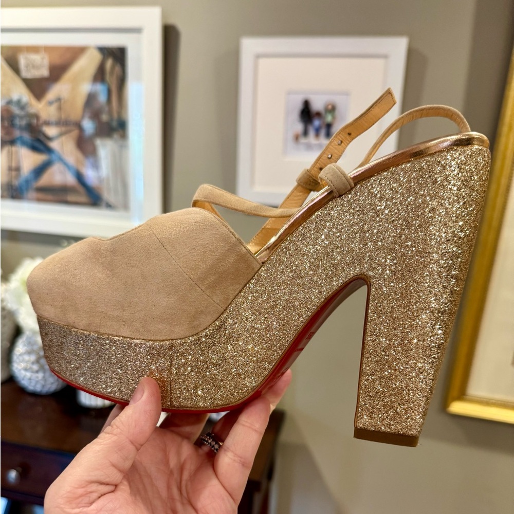 Authentic Peep toe Christian Louboutin Nude Martel 140 Platform Heels!!!! - Picture 7 of 16